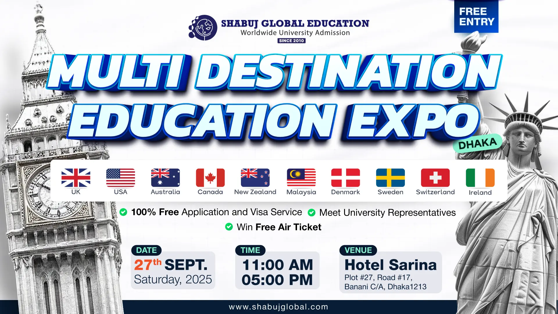 Multi-Destination Education Expo Dhaka 2025 – Study with Free Application,Visa service & Guaranteed scholarships