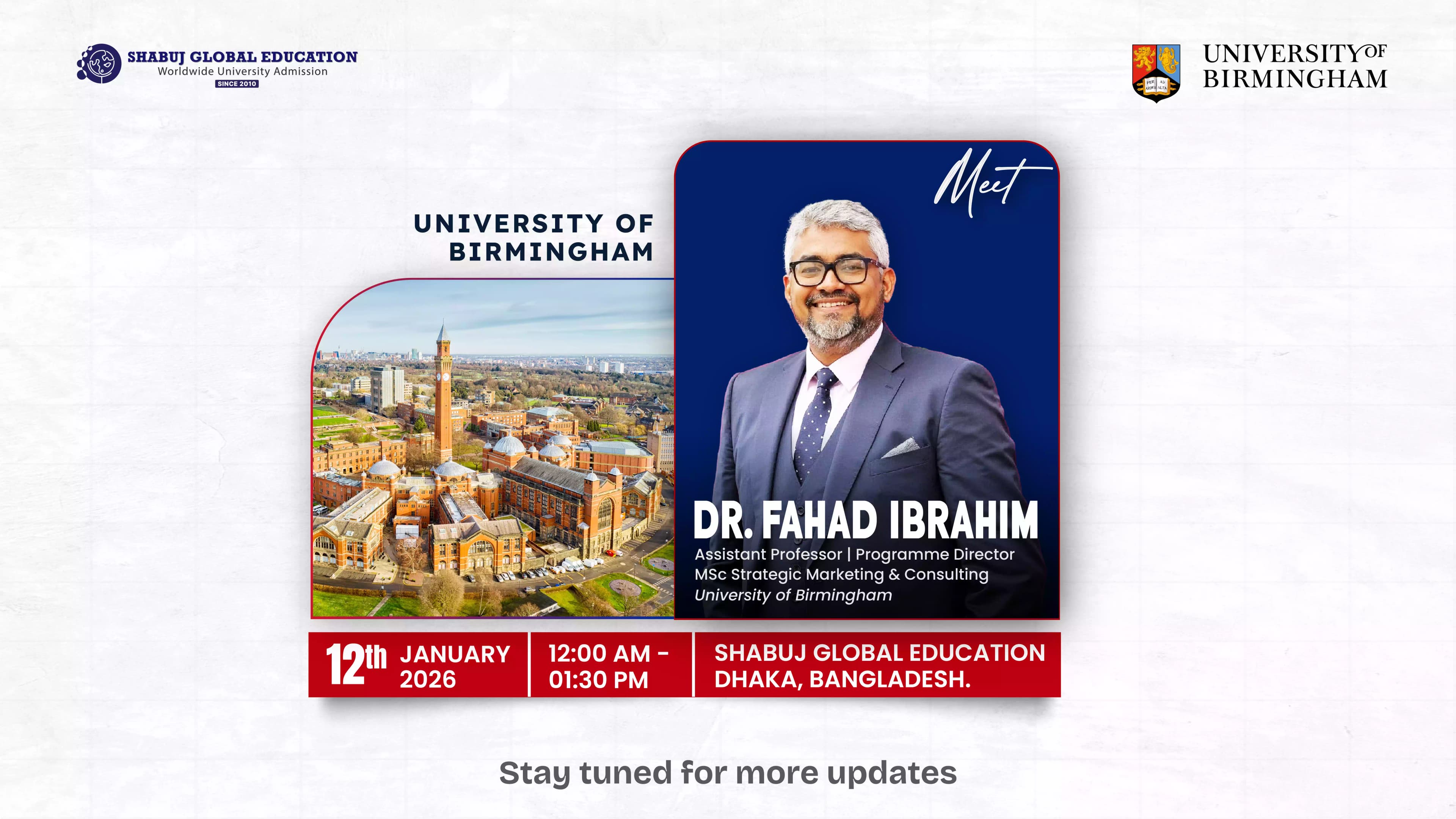 Meet University of Birmingham in Dhaka 2026