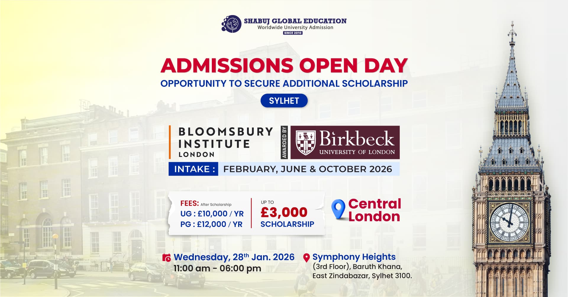 Bloomsbury Institute London – UK Admissions Open Day Sylhet 2026